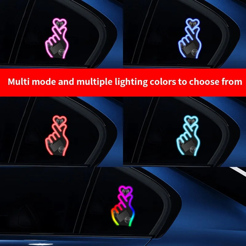 3.7v USB Solar Powered no-wire Heart Neon Signal Windshield
