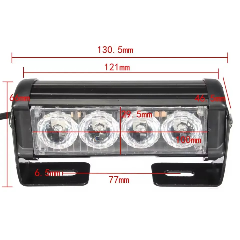 For Motorcycle Vehicle Pair 4LED Emergency Strobe Bar Warning