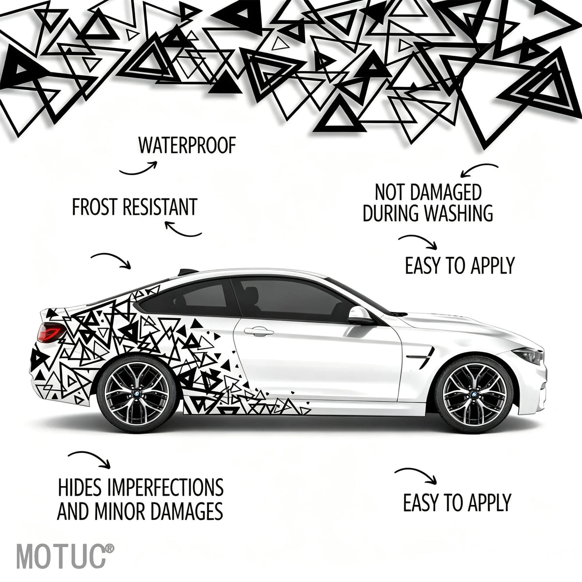 For Scratch Covering 4PCS Large Triangular Decals Sport Stickers