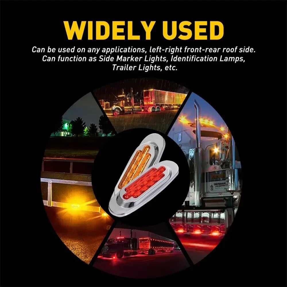 10PCS Truck Side Marker 16LED Trailer Rv Clearance Chrome
