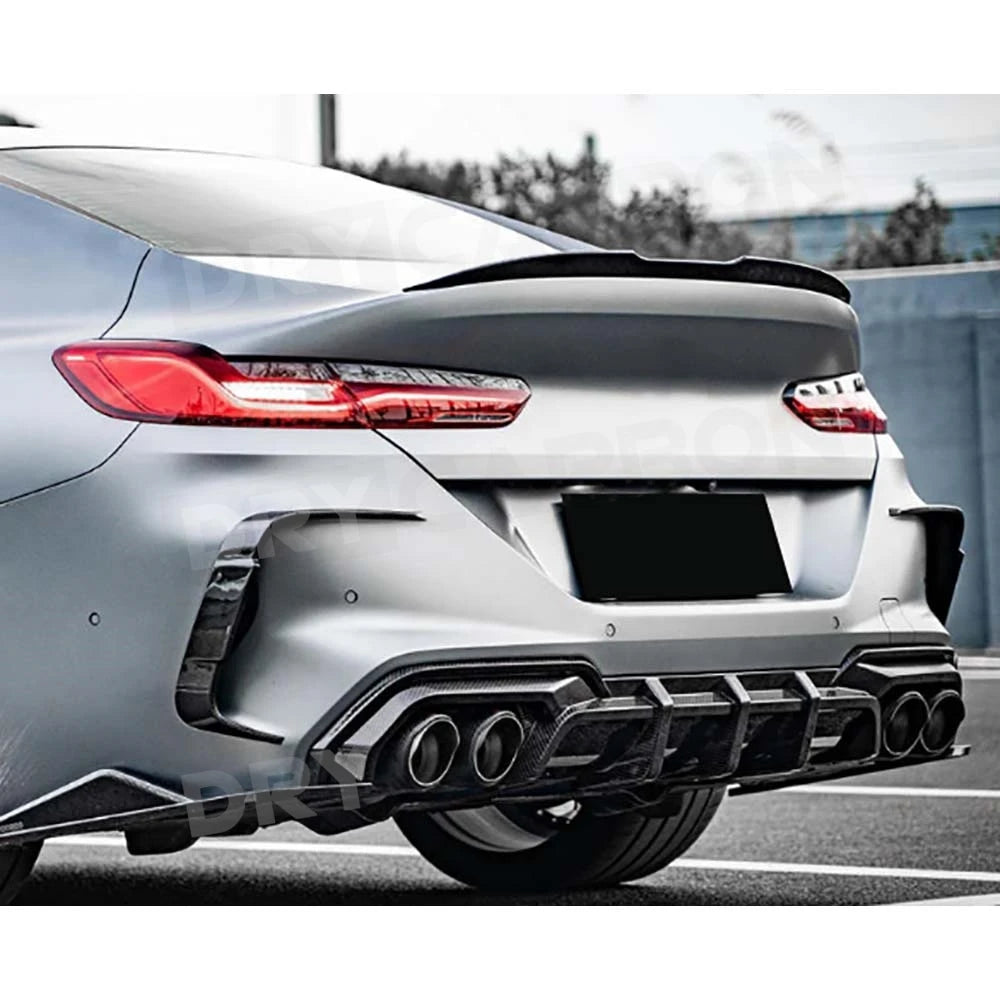 For BMW 8 Series F91 F92 Dry Carbon Fiber Rear Bumper Canards