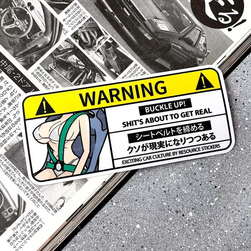 Cartoon Sticker Warning Airbag Check Decal Anime Waterproof