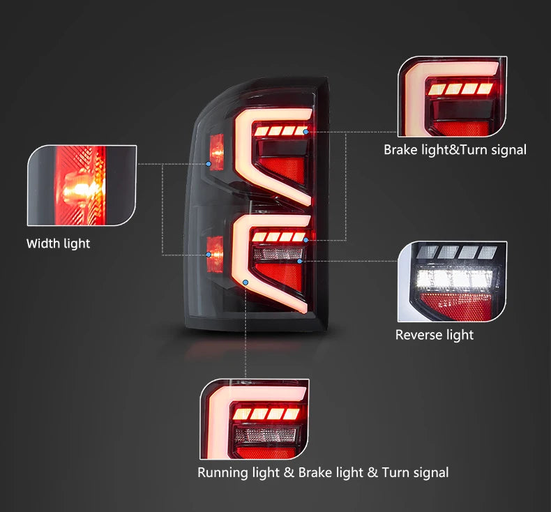 For GMC Sierra 1500 Rear Lights Taillights Sequential Turn