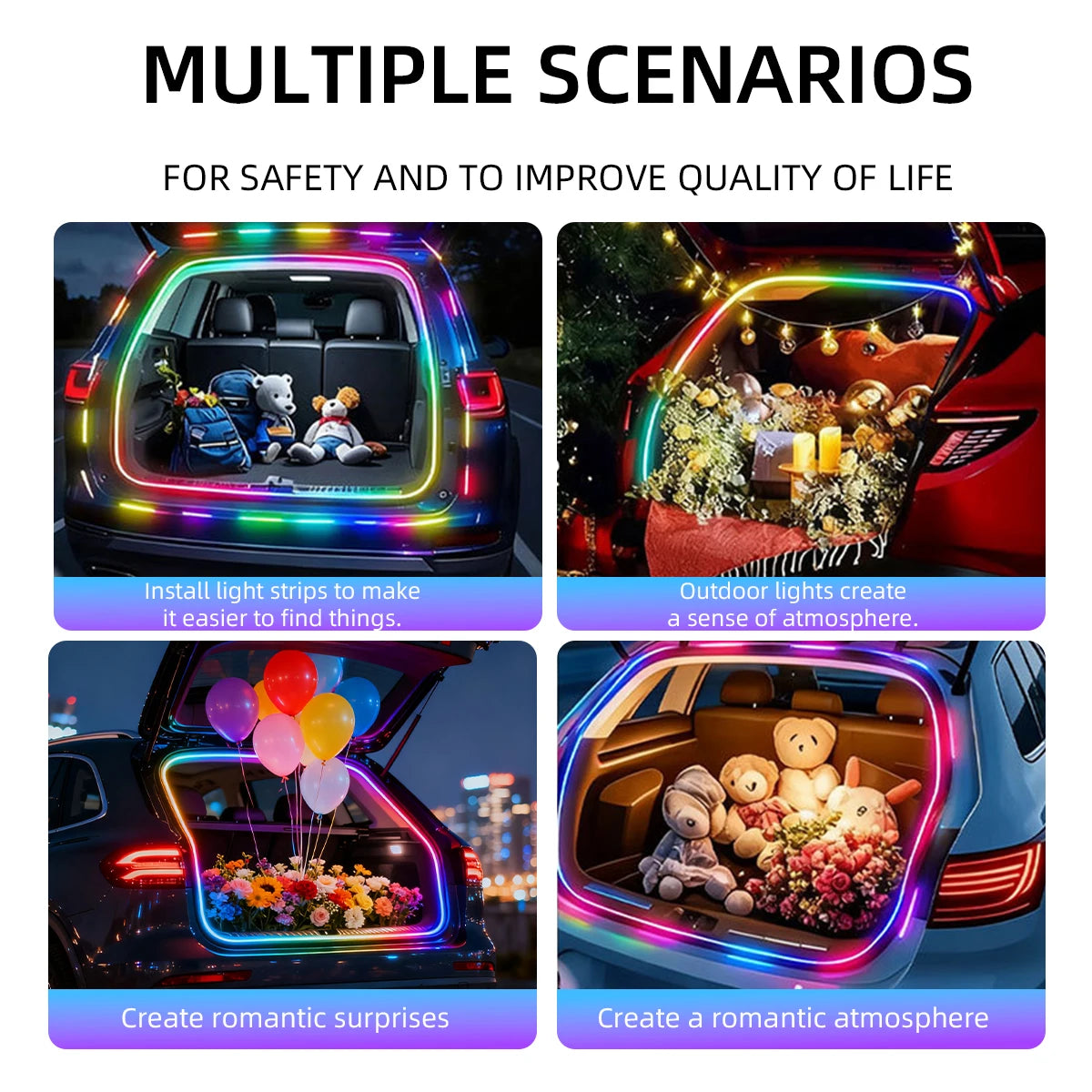 4M Trunk Colorful Lighting APP Control Ambient RGB