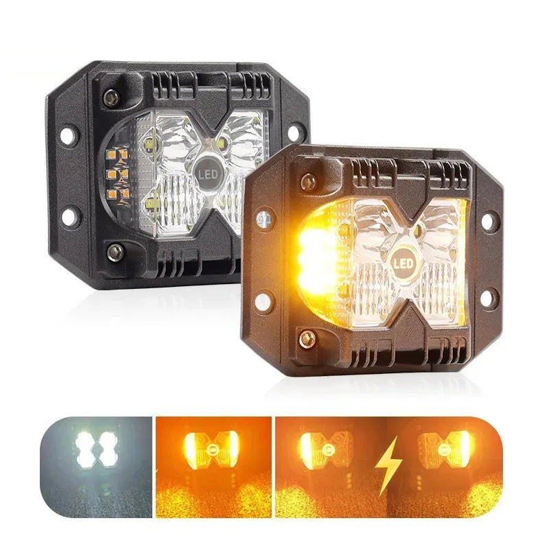 For Off Road Jeep 2PCS Front Rear Flush Mount Pods Driving Lamps