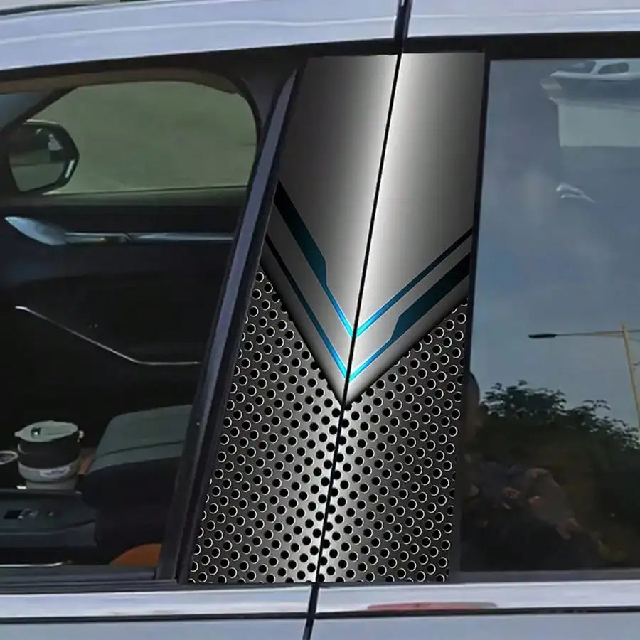 b-pillar 3D v-shape Sport Sticker Removable Metallic Mesh Pattern
