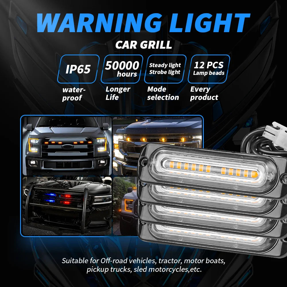 Warning Use Strobe Front Grille Emergency Flashing Bar Multiple