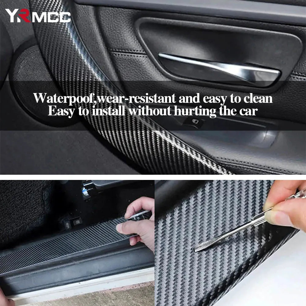 Door Sill Protector Sticker Anti Scratch Carbon Fiber Strip