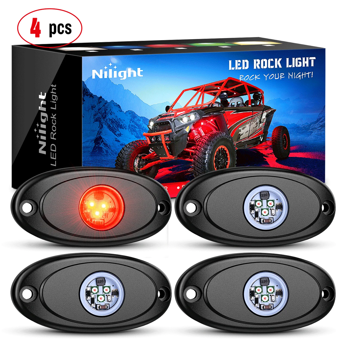 Nilight Rock 6PCS Underglow Wheel Well Pods Waterproof Exterior
