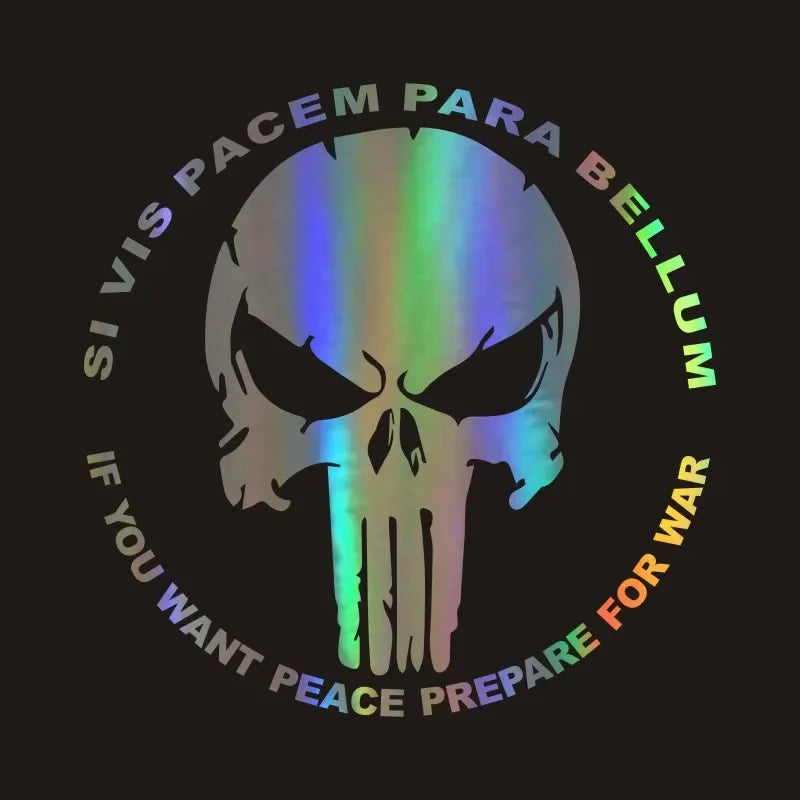 Waterproof Sticker Punisher Skull Funny Decal Reflective Laser