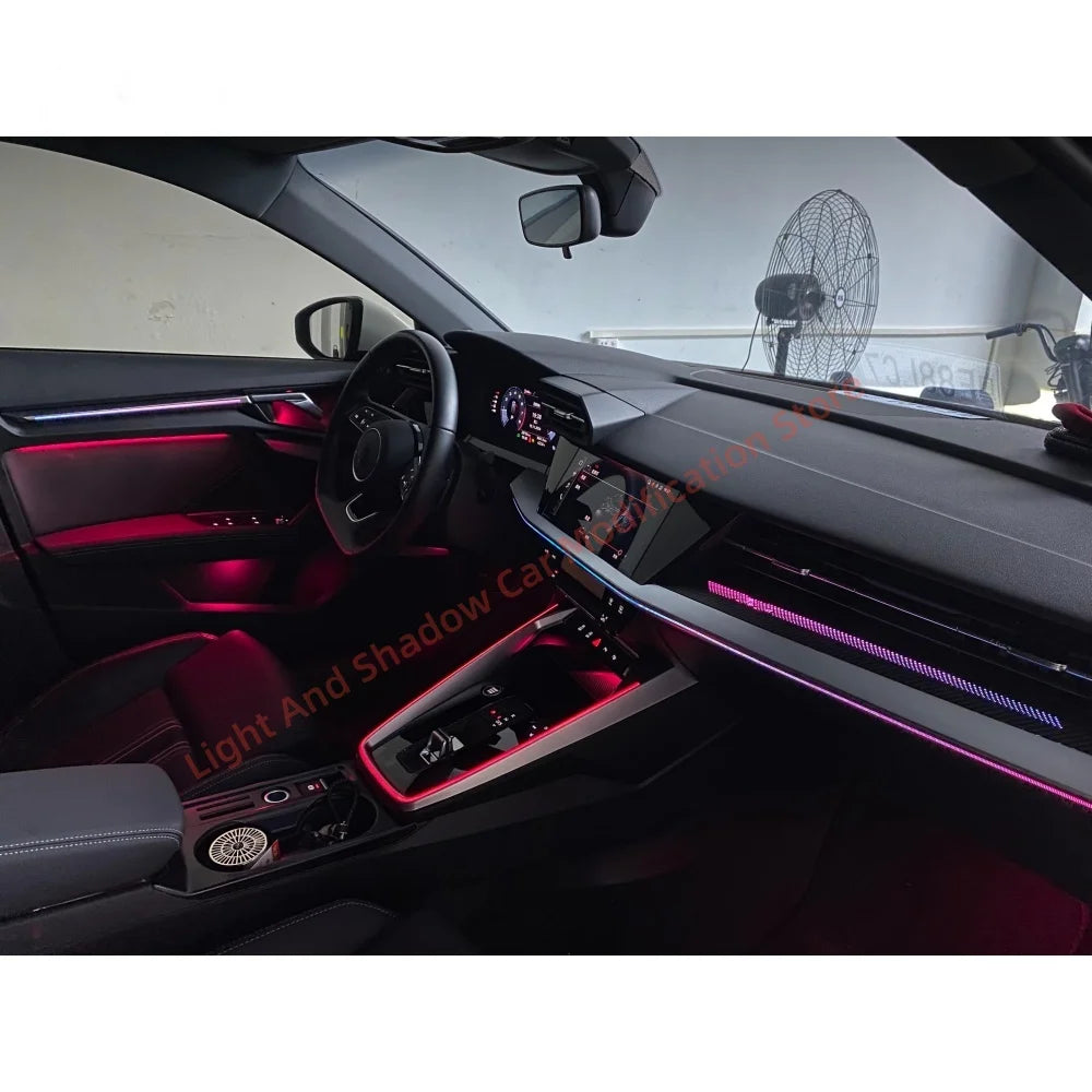 For Audi A3 Ambient Interior Lighting Upgraded Carbon Fiber Wood