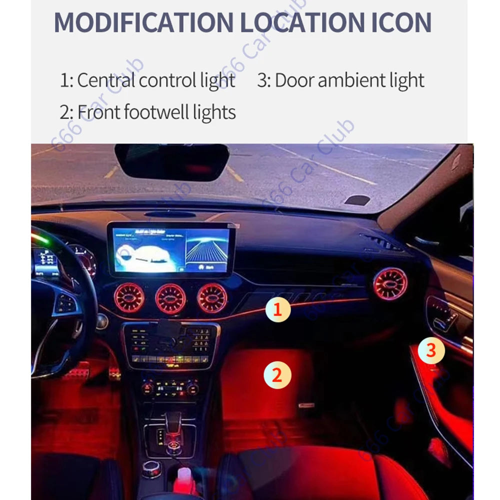 For Mercedes-Benz A Cla Gla W176 12 Colours Ambient W117 W156
