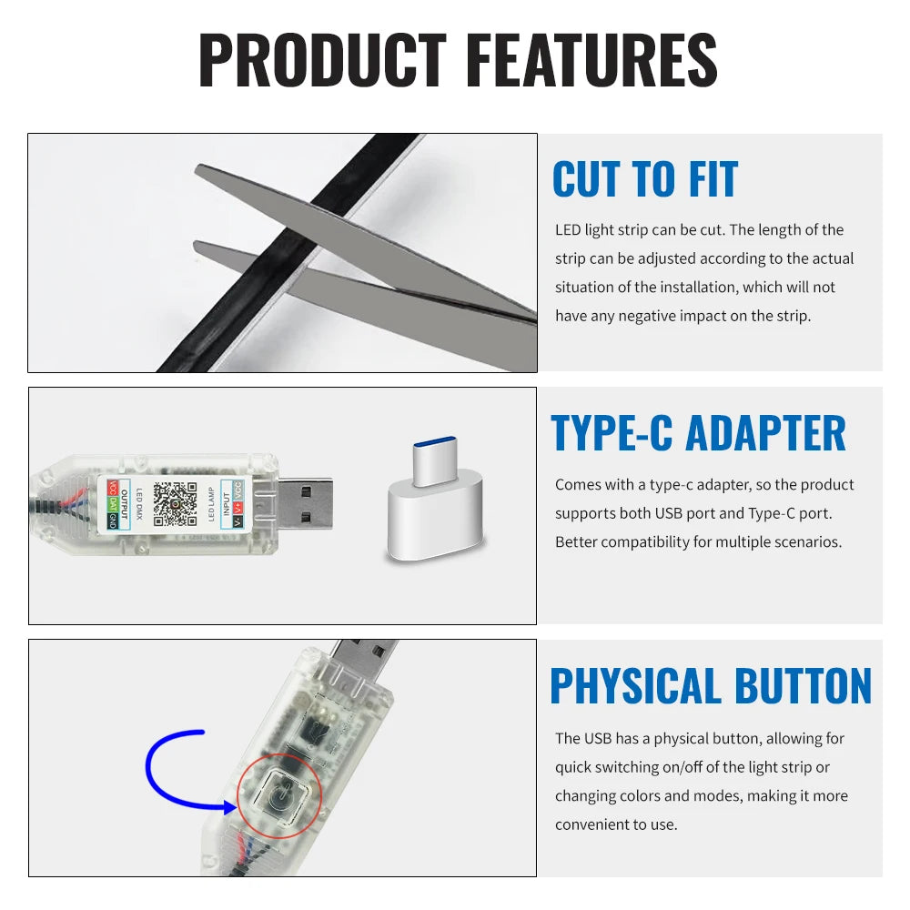 43-inch RGB Interior Lighting Kit APP Control Colors Dynamic