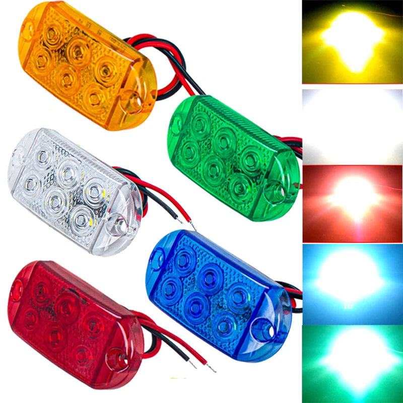 2PCS 6leds high-brightness Waterproof Strobe Flash Warning 12V
