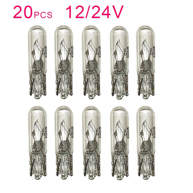 20PCS T5 12V 24V 1.2w W2W White Halogen Instrument
