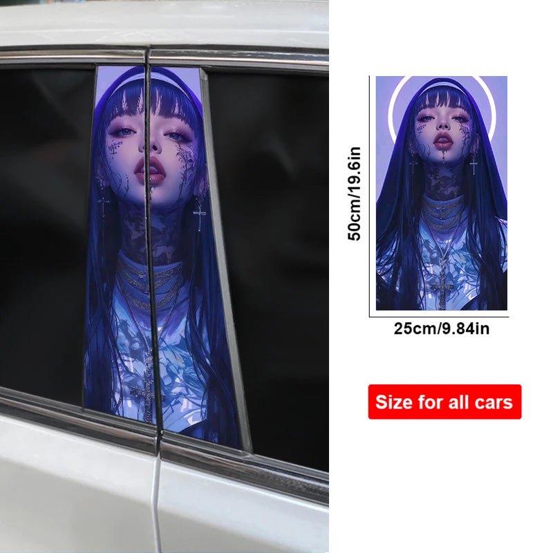 2PCS Nun Sticker B Pillar Waterproof Door 3D