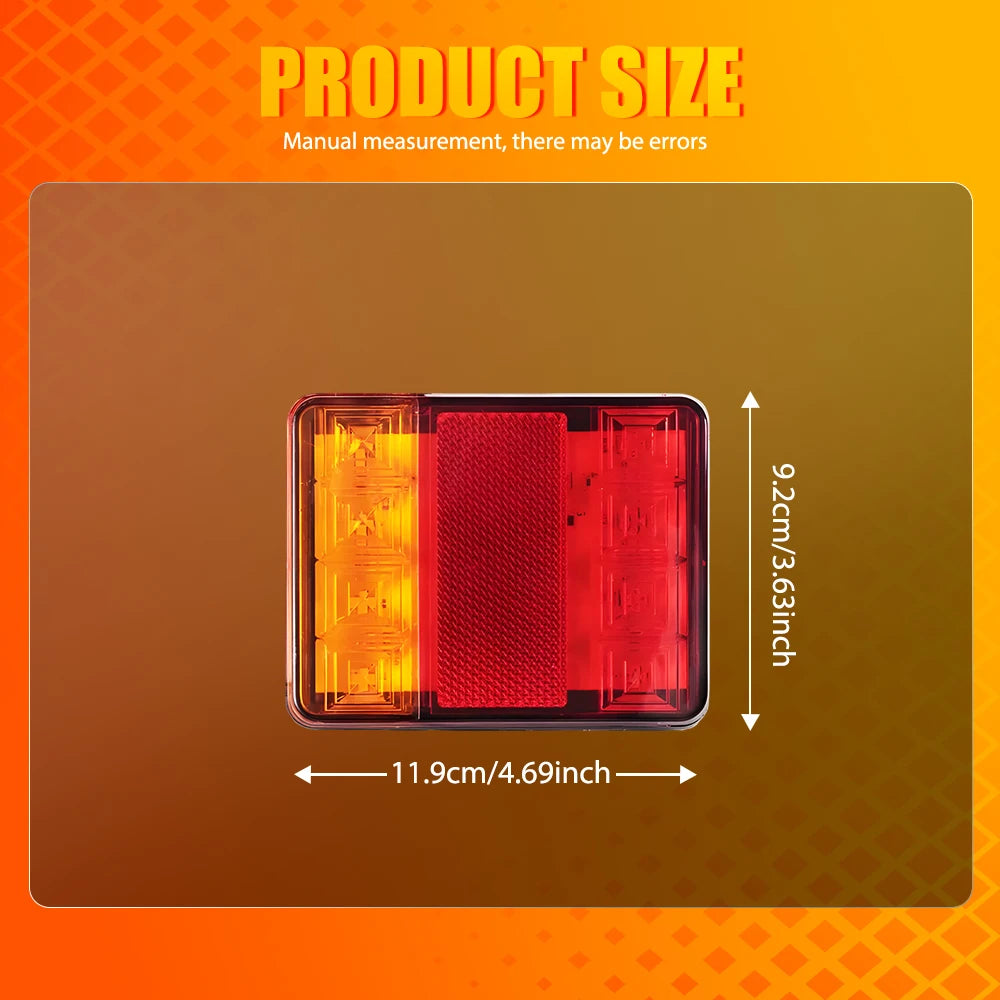 For Caravans 2PCS 120MM Tail Amber Red Driving Brake Stop Turn
