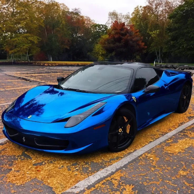 Blue Chrome Vinyl Wrap Film Waterproof Air Bubble Self