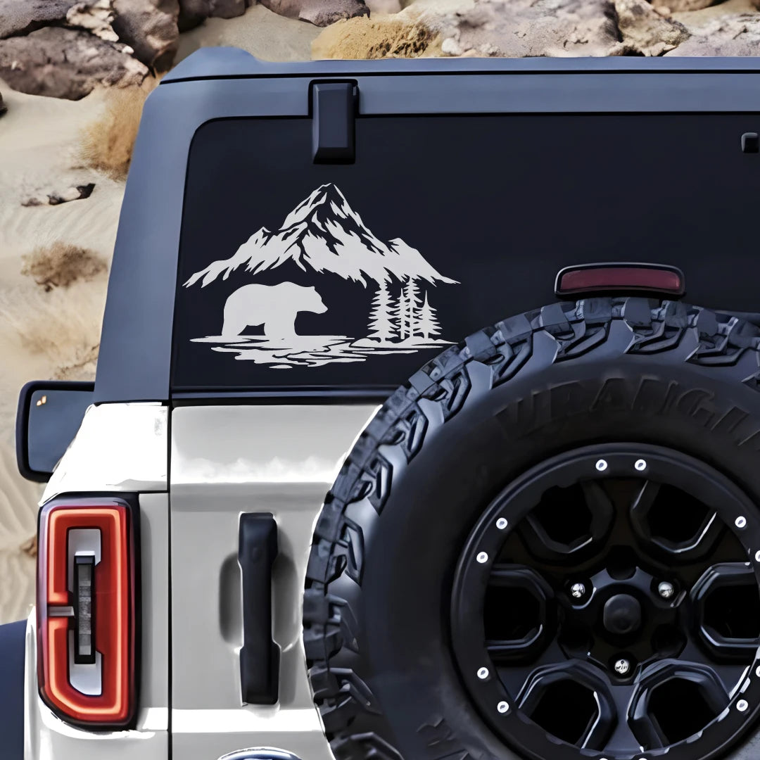 Bear Crossing Forest Adventure Pickup SUV off-road Sticker Window