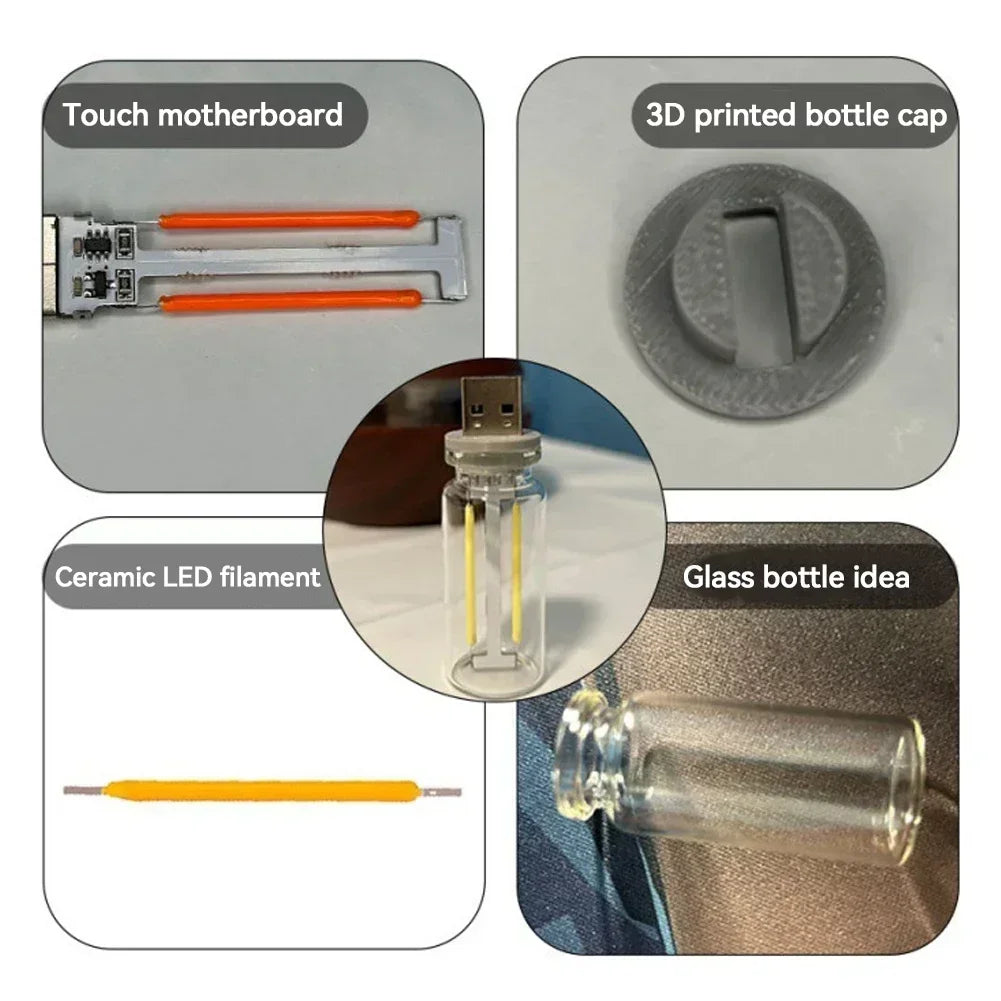 USB Night Touch Dimmable Filament Portable Lighting Plug Play
