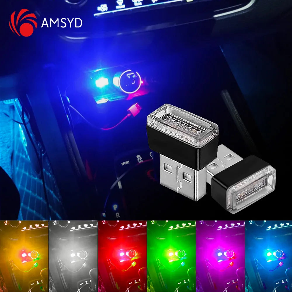 2PCS USB Interior MINI Atmosphere Emergency Lighting Colorful