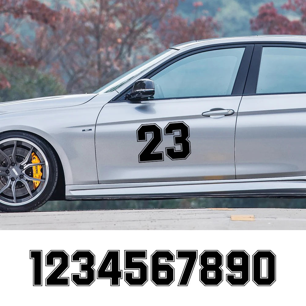 For 0 1 2 3 4 Side Door Custom Number Stickers Tuning Vinyl Film
