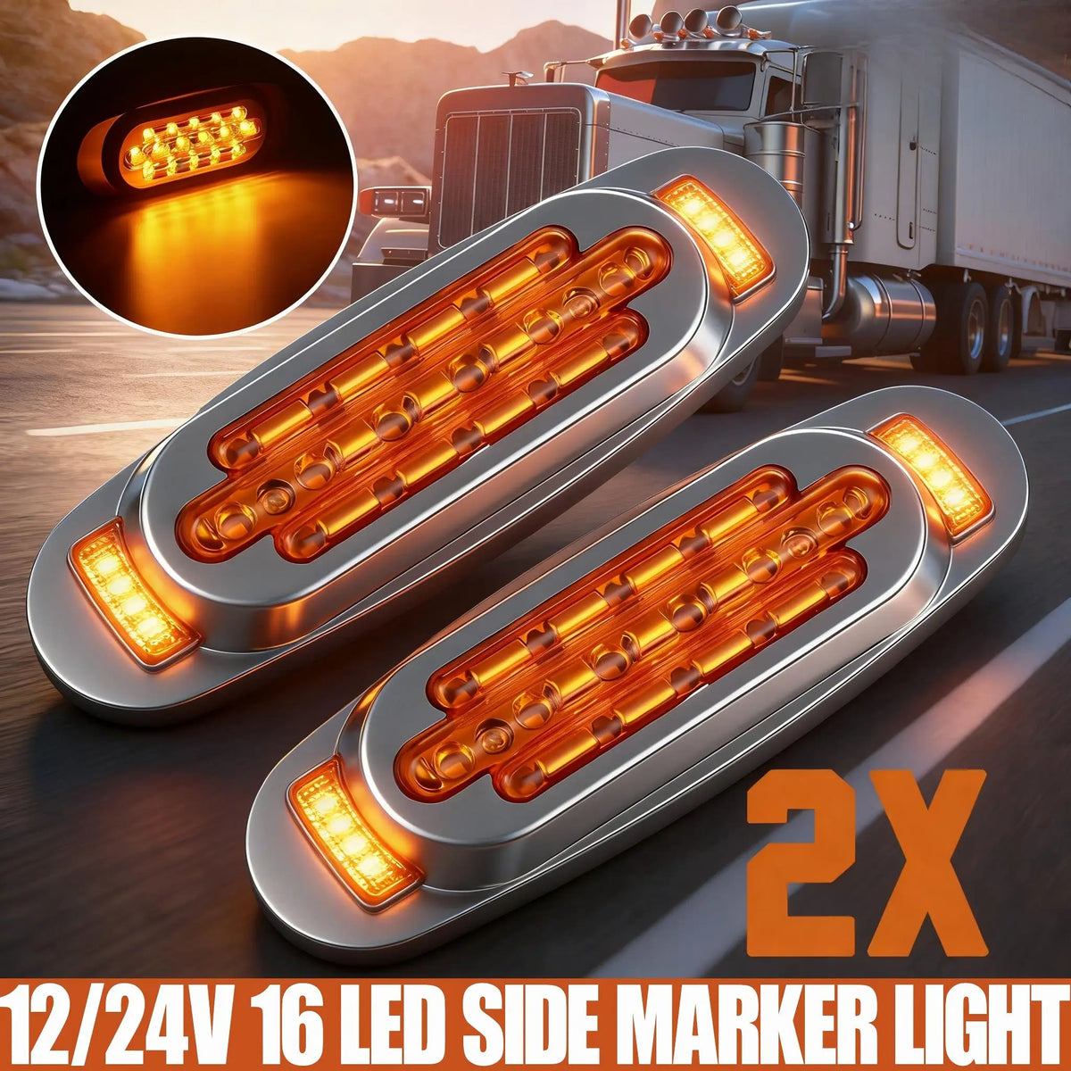 For Bus 2PCS Side Marker Indicator Front Rear Tail Clearance Dc