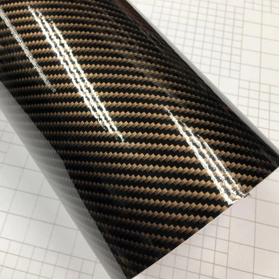 Ultra Gloss Gold Black Twill 2D Carbon Fiber Vinyl