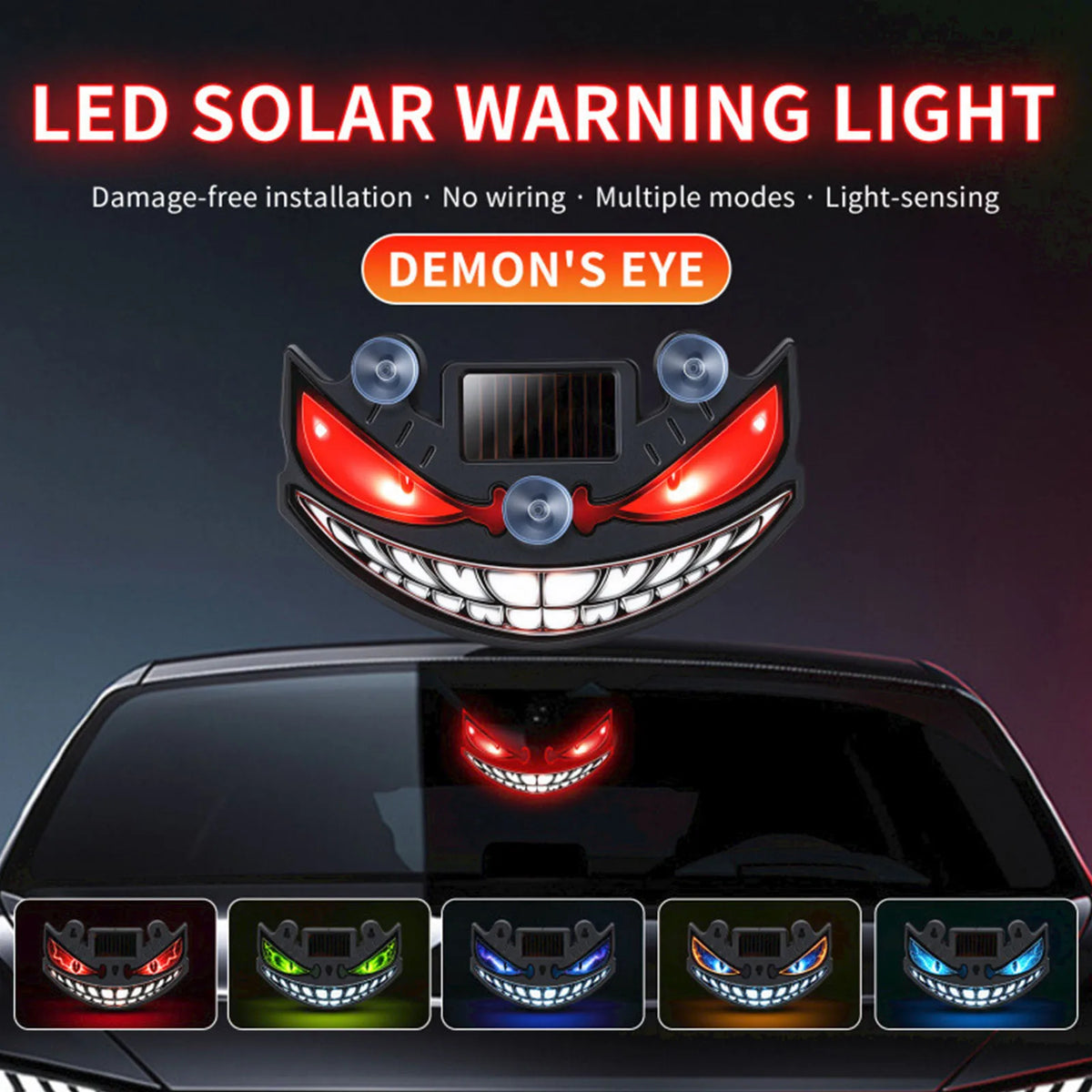 Solar Powered Warning No Drill Waterproof Devil Eyes Dynamic