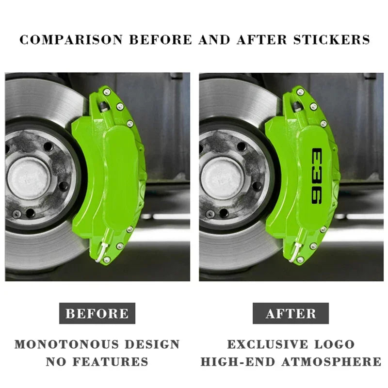 For BMW E36 Logo Accessories 6PCS Brake Caliper Stickers Vinyl