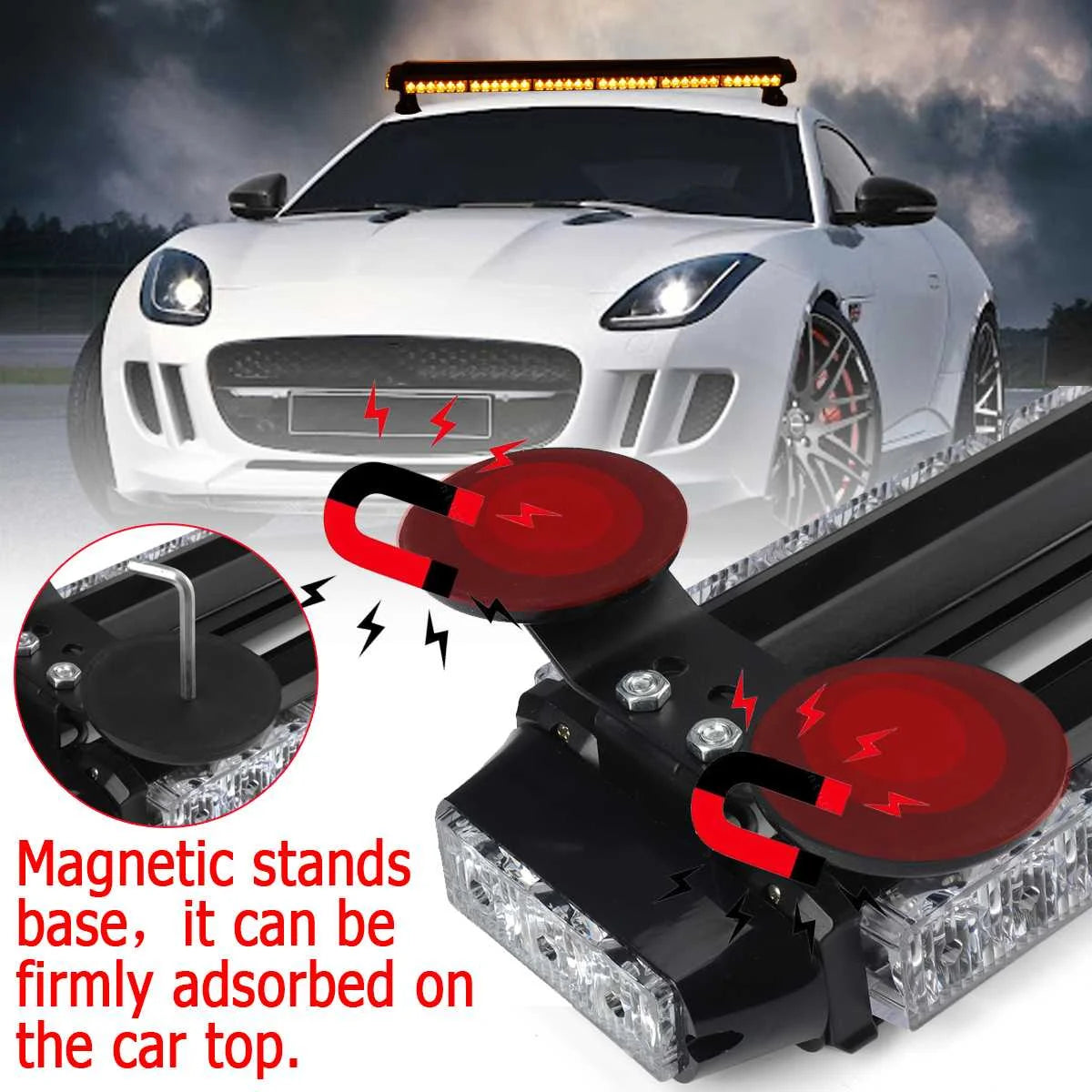 For Vehicles 12V 23inch Double Side Strobe Bar Amber Emergency