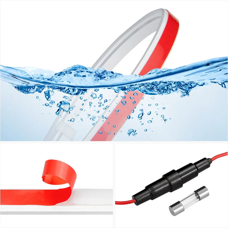 12V Hood Daytime Running Ambient Neon Strip Waterproof Scan