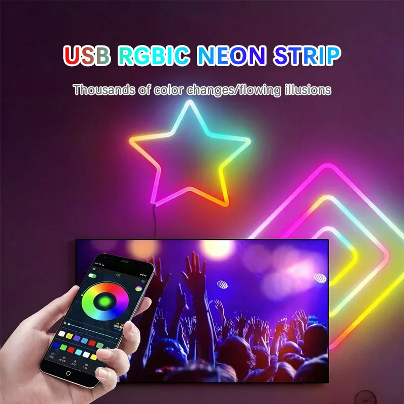 For Bedroom Living Room Tv Backlight 32.8ft 5V Smart Rgbic Neon