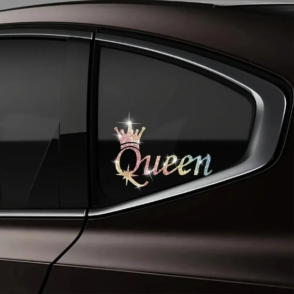 Sparkling Sandblasted Reflective Pvc Sticker Crown Queen