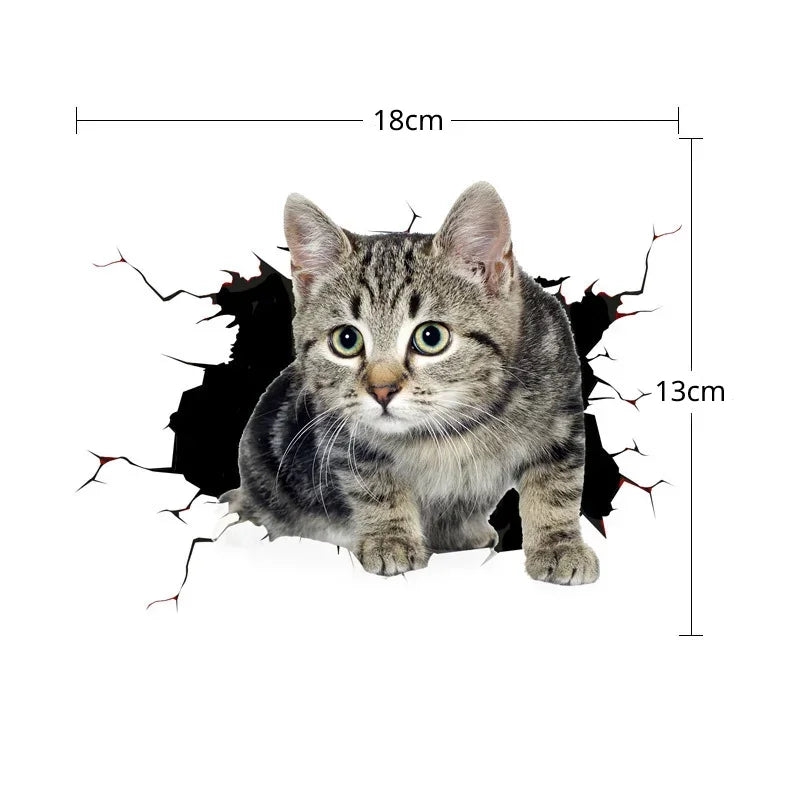 3D Simulation Cute Cats Peeking Peering Creative Funny Vinyl