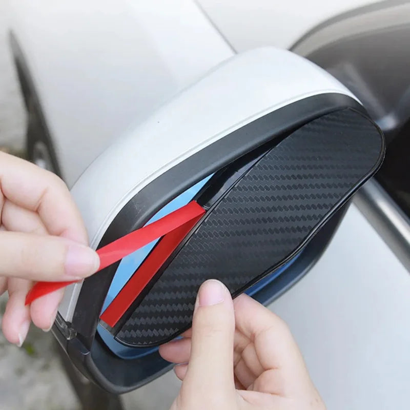 4PCS Rearview Mirror Rain Eyebrow Carbon Fiber Sun Visor