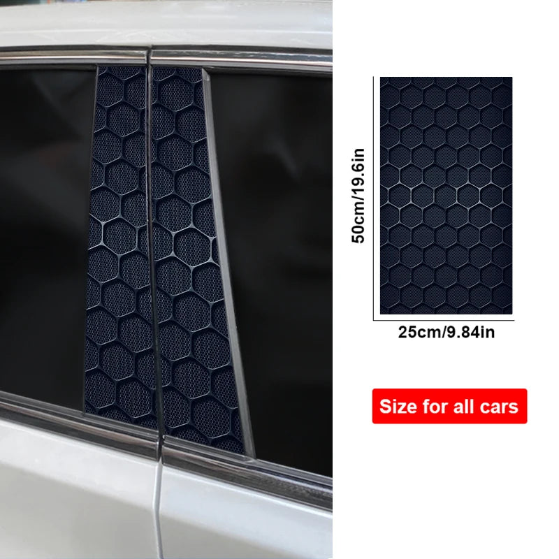 2PCS Honeycomb Image Decal b-pillar Sticker Vinyl Waterproof Door