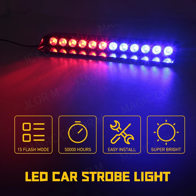 12 Strobe Warning Flash Parking Signal Windshield Yellow White