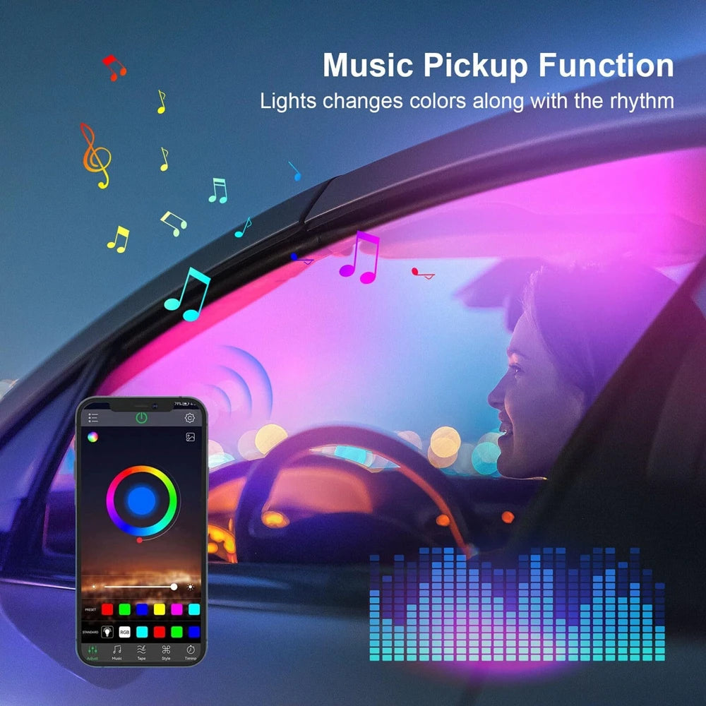 Colorful RGB Interior Strip Acrylic Ambient Neon Dashboard