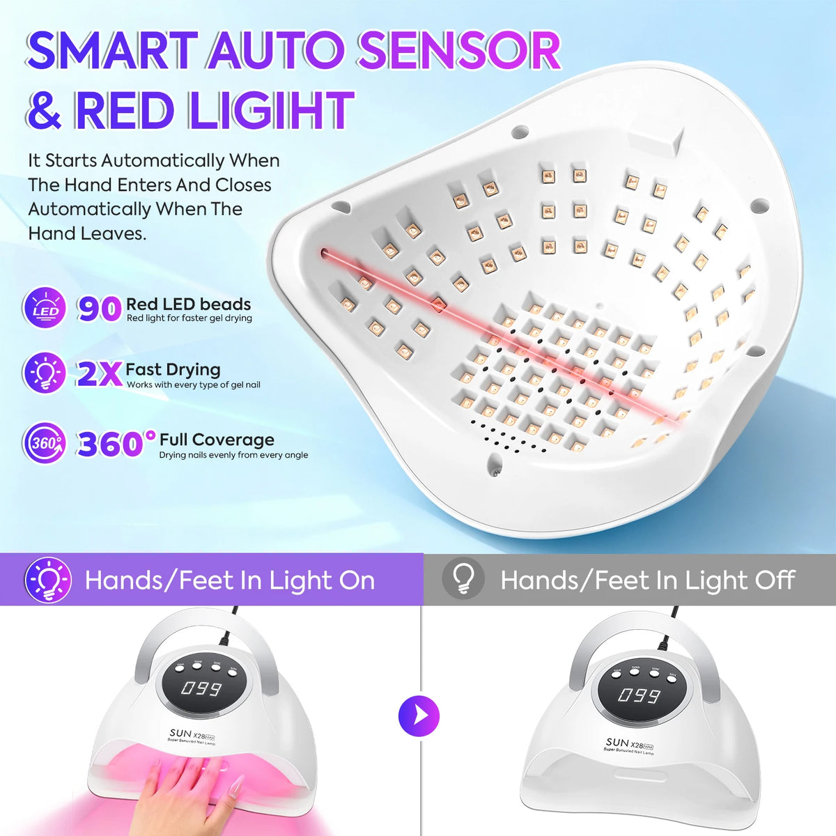 For Nails 380W Gel Polish Drying Dianabeauty 90leds Uv Nail