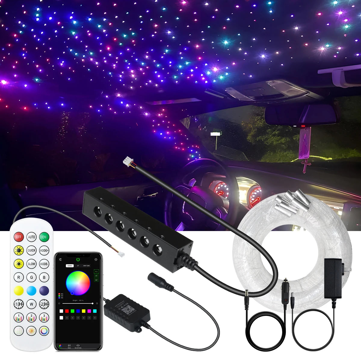 dc12v Holes Starry Sky Bluetooth APP Controller Rgbw Fiber