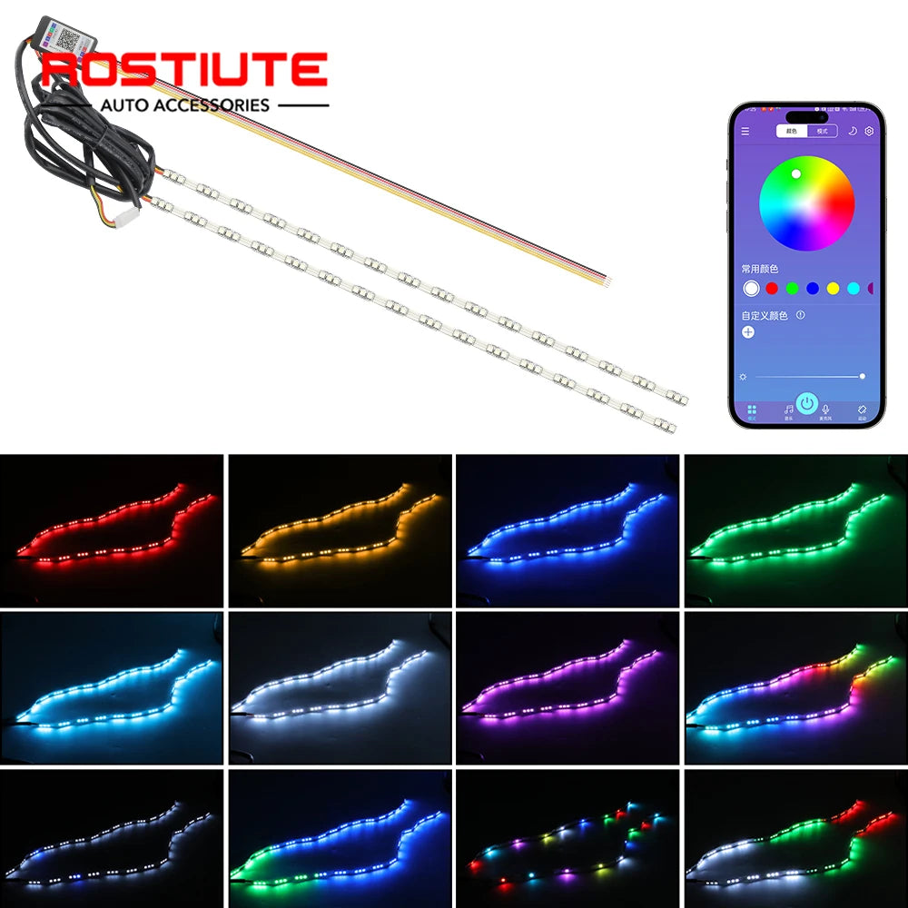 2PCS RGB Dynamic Flexible Crystal Angel Tears Turn Signal