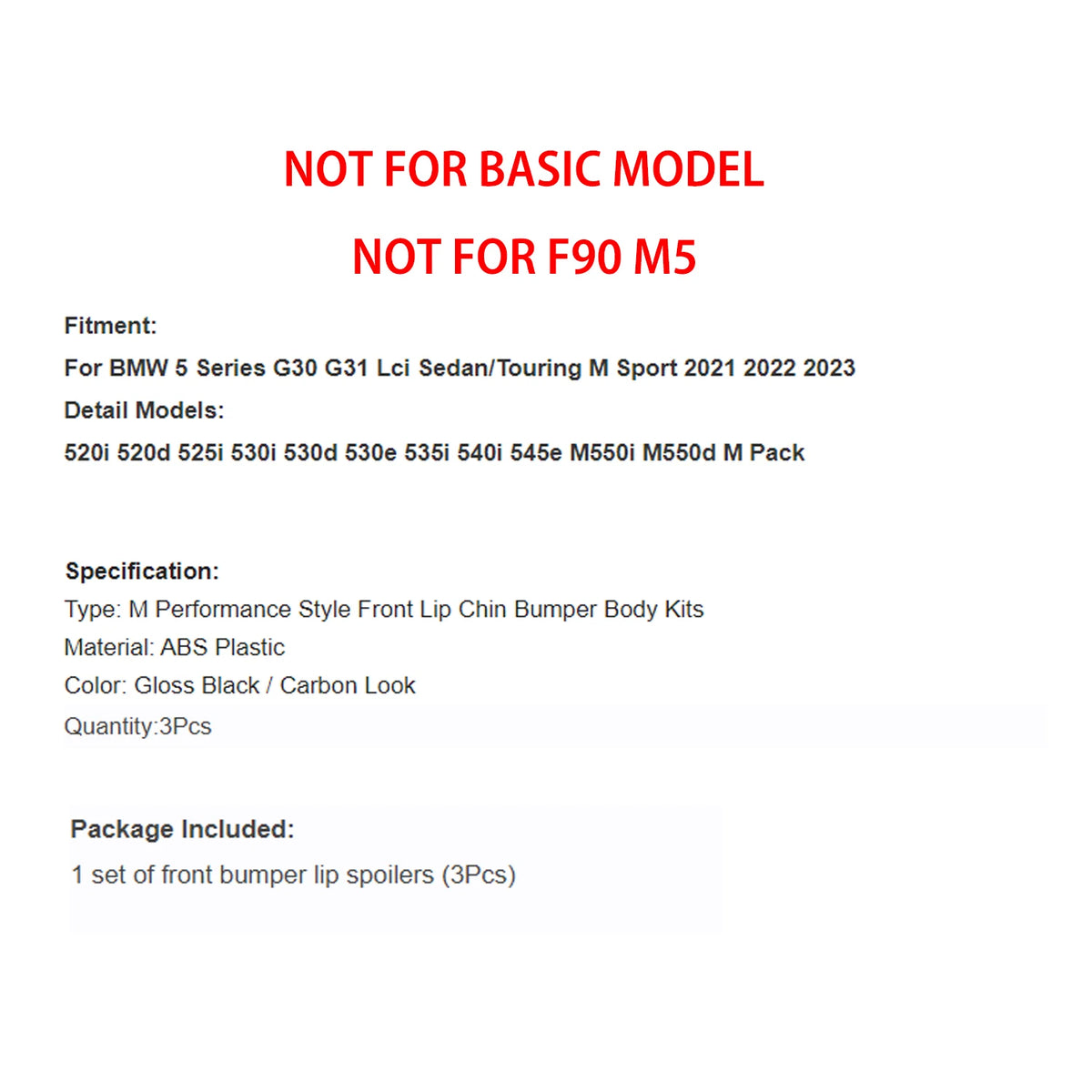 For BMW 5 Series G30 G31 Lci m-sport 2021-2024 520I 520D 530I
