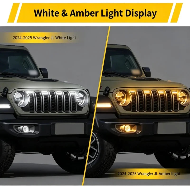 For Jeep Wrangler Jl 2024-2025 4 high-brightness Front Grille