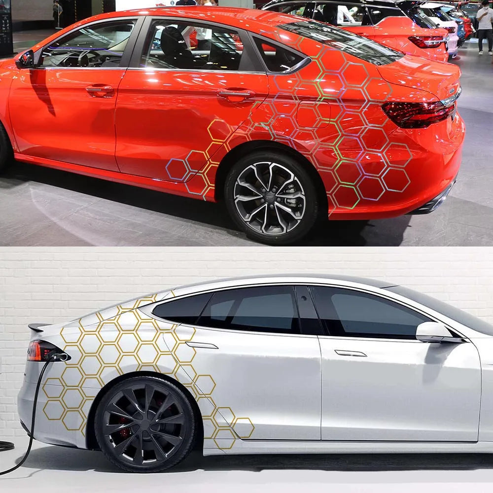 Honeycomb Pattern Waist Line Decal Modification Body Lace Sticker