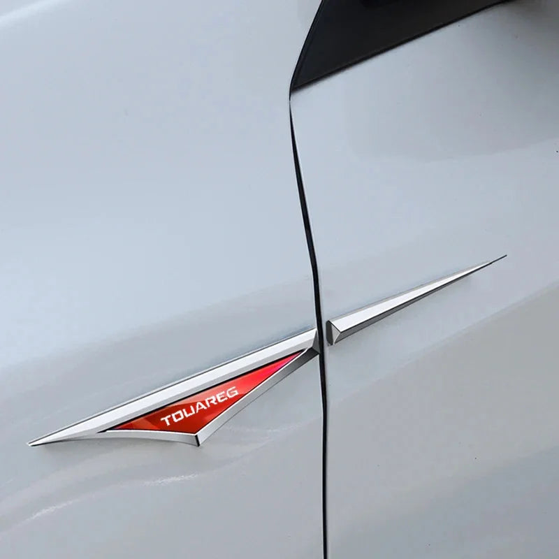 For Volkswagen VW Touareg 3D Alloy 2PCS Knife Emblem Body Side
