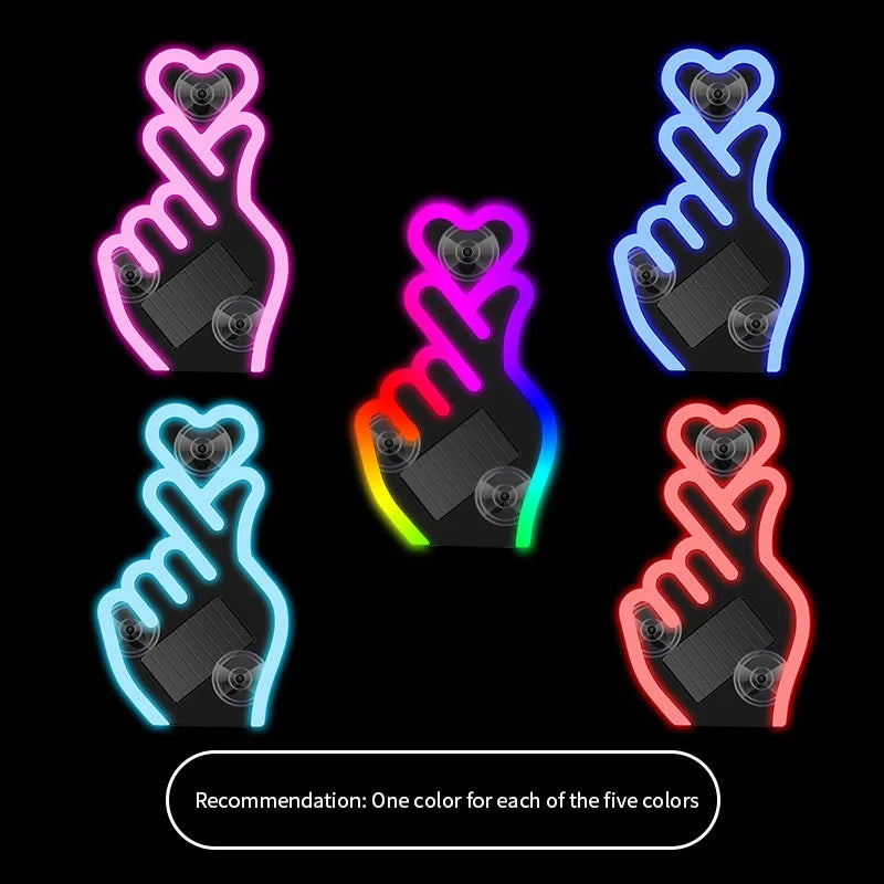 3.7v USB Solar Powered no-wire Heart Neon Signal Windshield