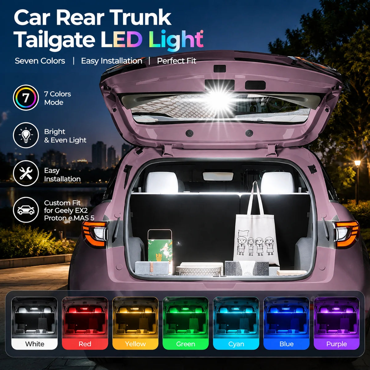 For Geely EX2 Proton e.MAS 5 Colors Rear Trunk Tailgate Interior