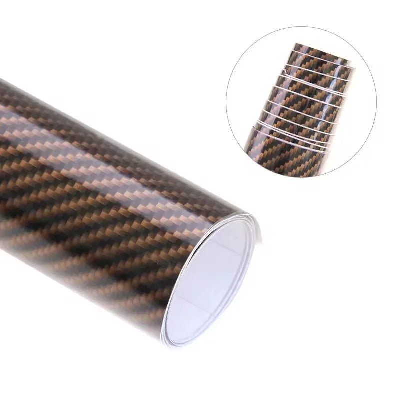 Super Glossy Black Gold Carbon Fibre Vinyl Sticker Wrap