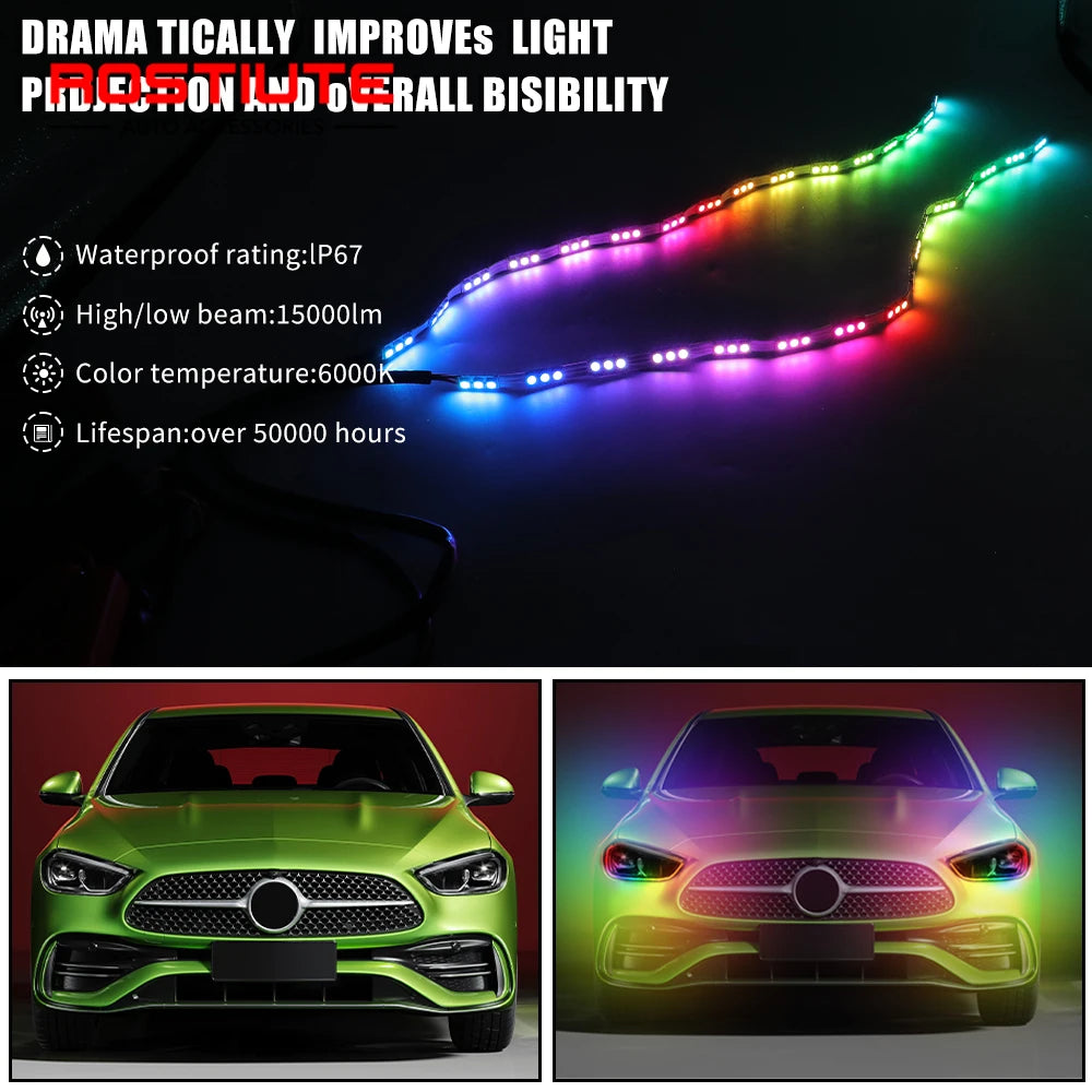 2PCS RGB Dynamic Flexible Crystal Angel Tears Turn Signal